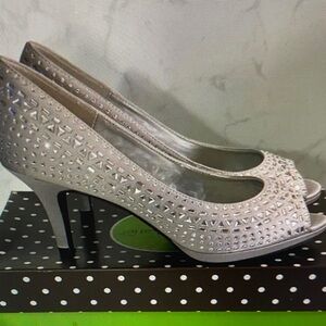 AGL Studded Gray Peep-Toe Heels